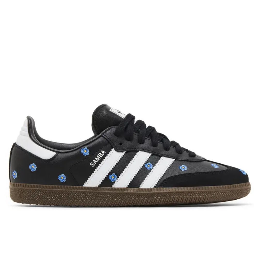 NEW! Adidas Black and Blue Floral Sneakers Sleek Design